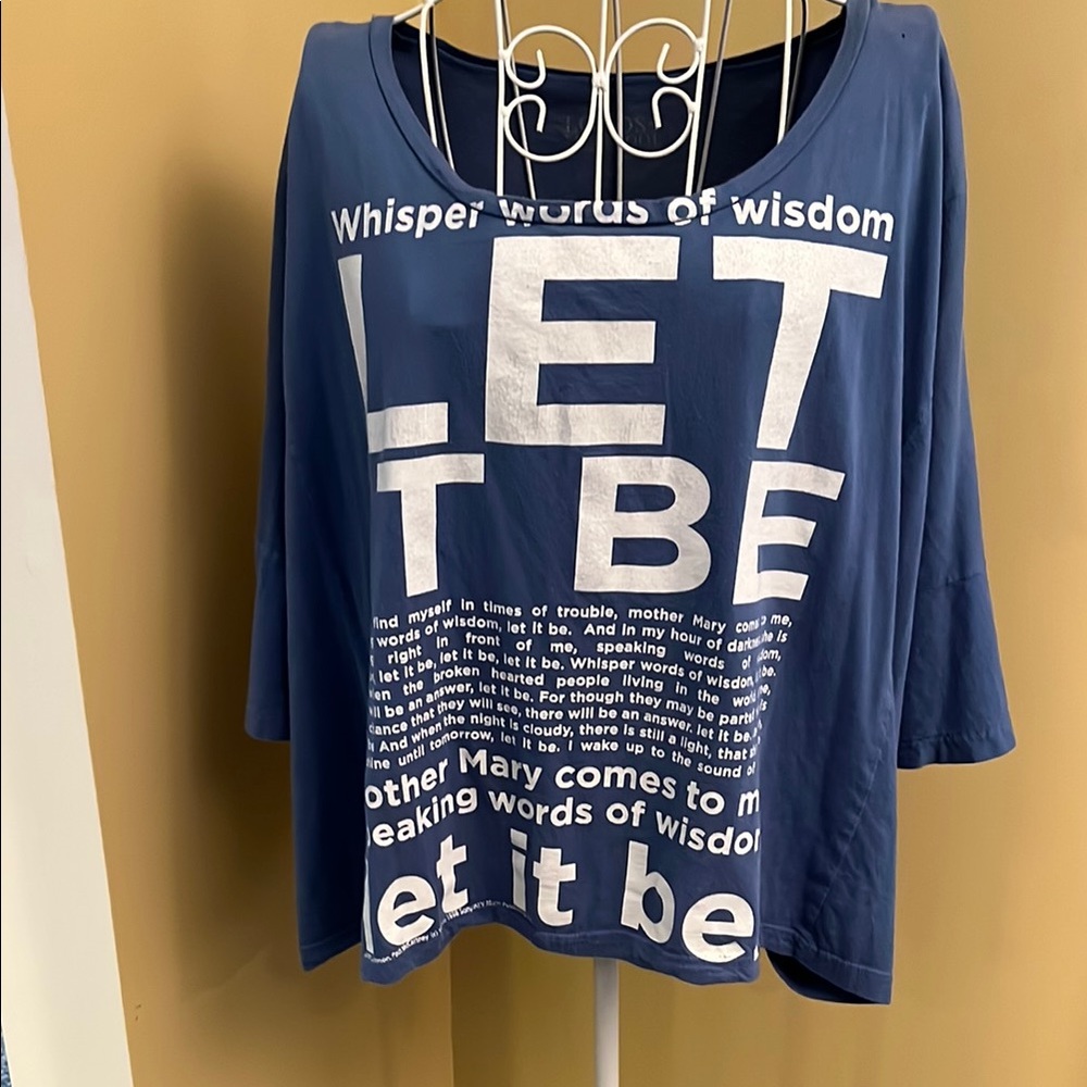 Blue Graphic Tee with 'Let It Be' Print